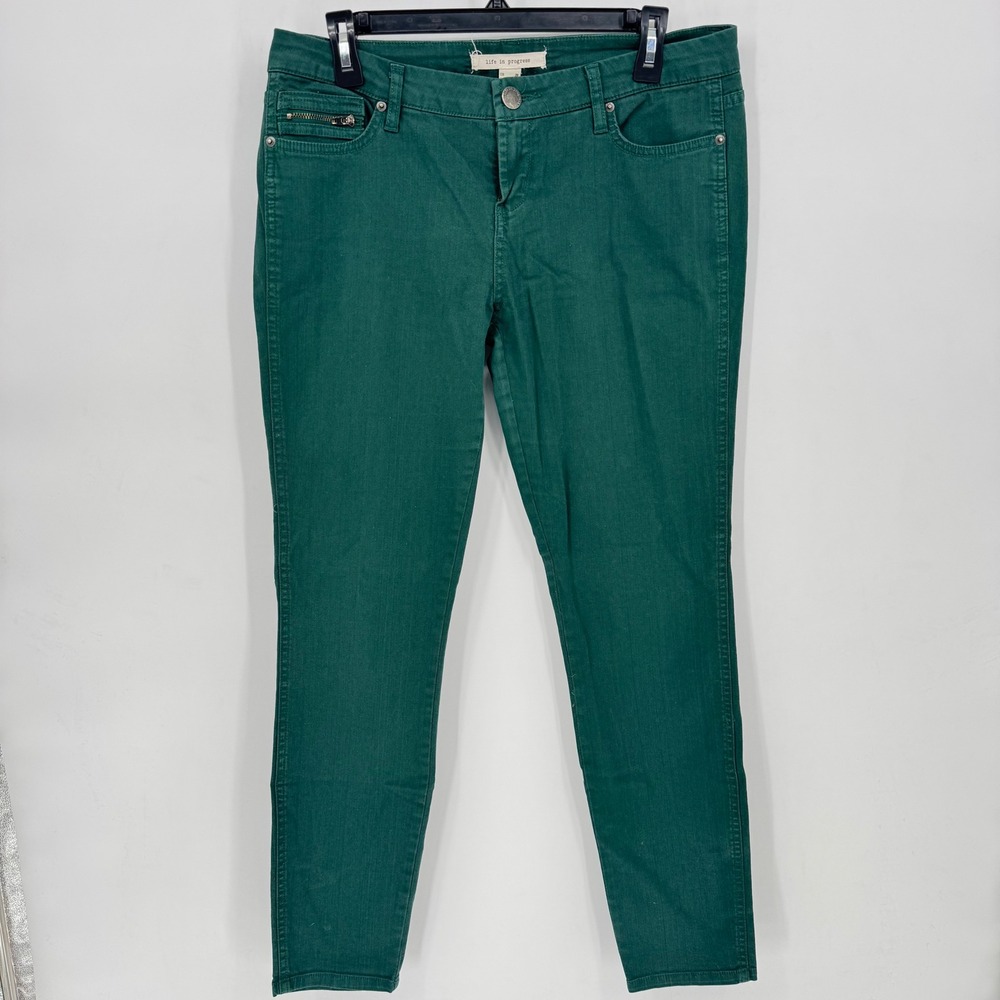 Life‎ In Progress Womens Green Skinny Jeans Size 29 Zipper Detail